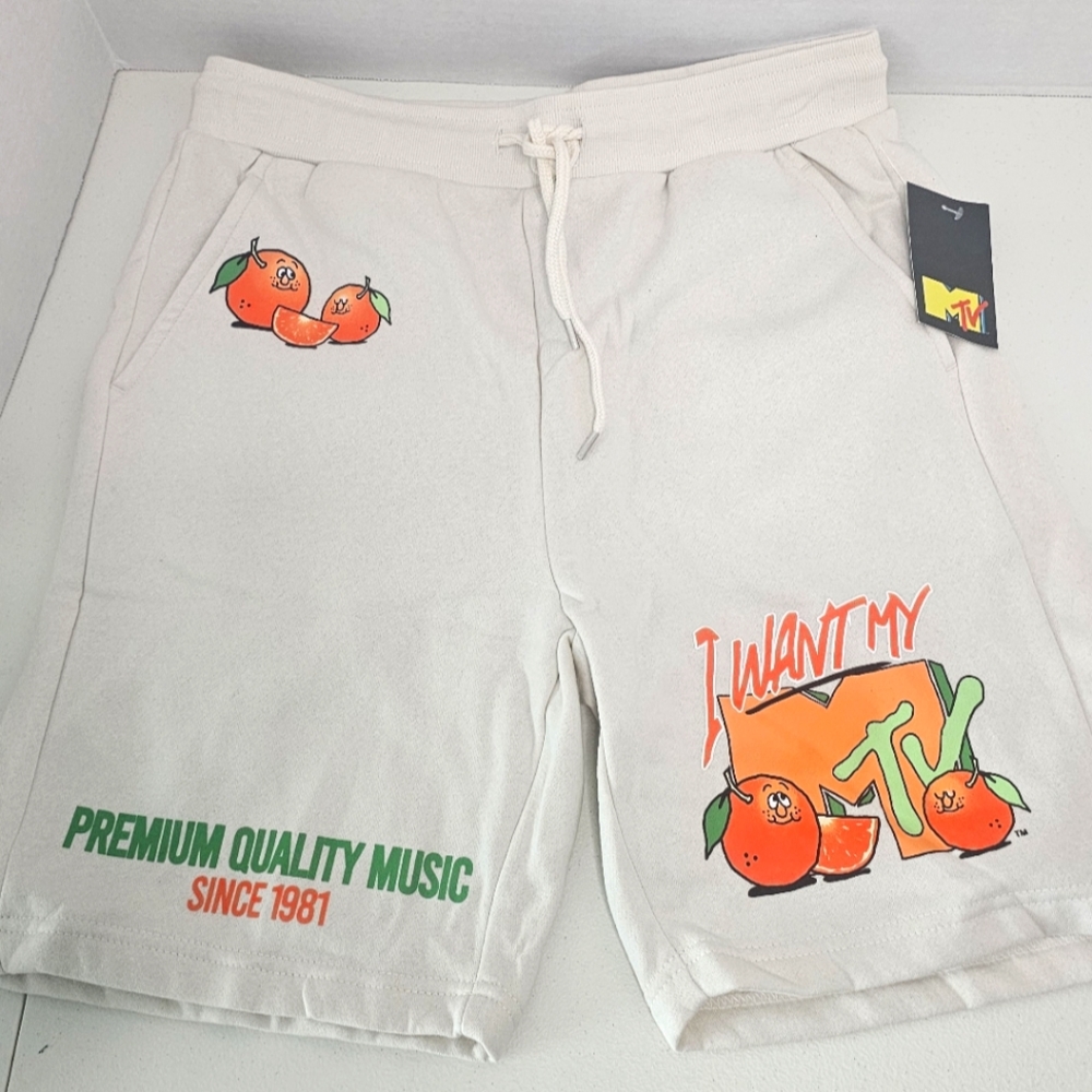 MTV I Wqnt My MTV Mens 3XL Graphic Jogger Shorts W Pockets